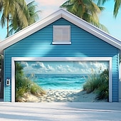 tanie Osłony drzwi garażowych-letnie wakacje na plaży baner na osłonę drzwi garażowych piękna duża dekoracja tła na zewnętrzne drzwi garażowe dekoracje ścienne domu impreza impreza parada