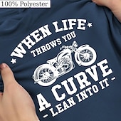 voordelige Grappig-Mannen's Henley Hals Korte Mouwen T-Shirt Motorfiets Grafische T-Shirt met "Wanneer Het Leven Je Een Curve Geeft - Leun Erin" Levensstijl Quote Casual Top