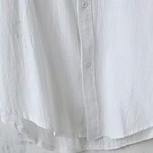 economico Casual da lavoro-Per uomo Camicia camicia di lino Camicia con colletto cinese Camicia con colletto alla coreana Maglietta informale Camicia di cotone Liscio Da mare Hawaiano Nero Bianco Verde militare Manica a 3/4 A