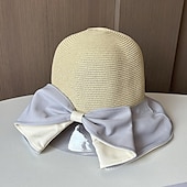 levne Party klobouky-Klobouky Doplňky do vlasů akryl / bavlna Sláma Kbelík Slamák Sluneční klobouk Ležérní Dovolená Elegantní retro S Mašle Čistá Barva Přílba Pokrývky Hlavy