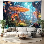 baratos tapeçarias de trippy-Trippy floresta cogumelos pendurado tapeçaria arte da parede grande tapeçaria mural decoração fotografia pano de fundo cobertor cortina casa quarto sala de estar decoração