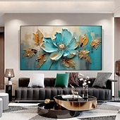 preiswerte Blumen-/Botanische Gemälde-großes handgemaltes Blumenölgemälde auf Leinwand, goldrotes Blumengemälde, Wanddekor, abstraktes Texturblumengemälde, individuelles Blumenbaumgemälde, moderne Wohnzimmerdekoration