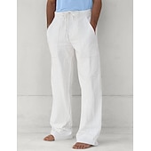 ieftine Clasic-Bărbați Pantaloni Pantaloni de vară Pantaloni largi Pantaloni de plajă Pantaloni casual Cordon Buzunar frontal Picior drept Simplu Confort Απαλό Lungime totală Yoga Concediu Plajă Modă Hawaiană Negru