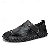 levne Pohodlné sandály-Pánské hnědé sandály z umělé kůže na suchý zip, stylová a nastavitelná outdoorová obuv pro běžné nošení v létě a dovolenou na pláži