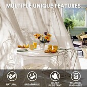 economico Tende impermeabili-Tenda da esterno impermeabile per patio, aspetto lino, resistente, per interni ed esterni, solida tenda con occhiello, serie Ikea, con isolamento termico, per bloccare la luce solare, per