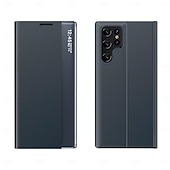 economico Cover Samsung-Custodia per telefono per Samsung Galaxy S24 S23 S22 S21 Ultra Plus A72 S25 Ultra Custodia a corpo intero Auto Sleep  Wake Up Flip magnetico con supporto di colore solido TPU PU