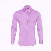 cheap Men&#039;s Non Iron Shirts-Men&#039;s Shirt Dress Shirt Button Up Shirt Plain Wedding Party Black White Pink Navy Blue Long Sleeve Lapel Spring &amp;  Fall Clothing Apparel