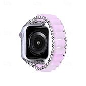 baratos Pulseiras de Apple Watch-Pulseira de joias Compatível com Pulseira Apple Watch 38mm 40mm 41mm 42mm 44mm 45mm 49mm Com Miçangas Ajustável Respirável Resina pulseira de substituição para iwatch Ultra 2 Series 9 8 7 SE 6 5 4 3