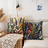 baratos estilo floral e plantas-1 pçs Veludo Cobertura de Almofada, Imprimir Simples Casual Quadrada Tradicional Clássico