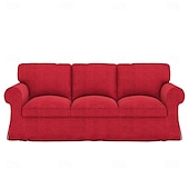 baratos Cobertura de Sofa-Capa de Sofá de 3 Lugares 20% Linho Cor Sólida Acolchoada em Algodão e Linho