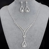 abordables Parures de Bijoux-un parure de bijoux de mariée 1 Alliage Boucles d&#039;oreilles Collier Femmes Luxe Mignon Joie Géométrique Parure de Bijoux Pour Soirée
