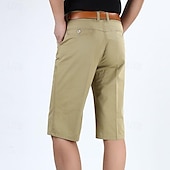 baratos shorts de trabalho-Homens Shorts sociais Shorts de trabalho Calças Capri Côr Sólida Resistente a rugas Comprimento da panturrilha Casual Final de semana Casual Preto Verde Tropa Cintura Alta Micro-Elástica