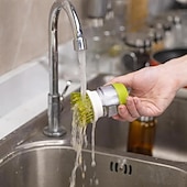 baratos Utensílios para o Lar-escova de limpeza de pressão multifuncional, esponja de distribuição automática de líquidos escova de prato: purificador de panela de cozinha com óleo antiaderente com dispensador de detergente