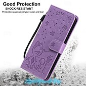 cheap Samsung Cases-Phone Case For Samsung Galaxy S24 S23 S22 S21 S20 Ultra Plus FE A54 A34 A14 Note 20 10 S25 Ultra Wallet Case Magnetic Full Body Protective with Wrist Strap Cat Bee TPU PU Leather