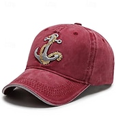 preiswerte Baseballkappe für Herren-Herren Cap Basecap Sonnenhut Kappe Schwarz Marineblau Polyester Bestickt Modisch Brautkleider schlicht Strasse Täglich Anker Einstellbar Sonnenschutz Atmungsaktiv