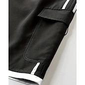 baratos Clássico-Homens Bermuda Cargo Calção Com Cordão Cintura elástica Bolso multi Bloco de cor Vestível Curto Ao ar livre Diário Para Noite Moda Clássico Preto Cáqui
