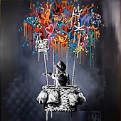 levne Abstraktní malby-ručně vyráběné panoráma města pop art olejomalba street art malba texturované plátno umění panorama krajiny umění městské pouliční scéna malba moderní výzdoba obývacího pokoje