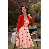 levne Šaty-Retro 50. léta Rockabilly Ke kolenům Šaty Houpací šaty Flare šaty Lodičkový Květinový Ovoce Jahody Maškarní kostým Dámské Čajový dýchánek Běžné / Denní loučení se svobodou nevěsty Dospělí Šaty Šaty