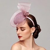 abordables Fascinators-Serre-têtes Chapeaux Fascinateurs Toile Chapeau à Assiette Mariage Thé Fête de Courses Journée des Femmes Avec Nœuds Couronne de Fleurs Robe pour Impressionner Robe de Jour de Course