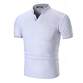 billiga Klassisk pikétröja för män-Herr Golftröja golfpolo Arbete Ledigt Hög krage Kortärmad Grundläggande Modern Slät Klassisk Vår &amp; sommar Normal Svart Vit Grå Golftröja