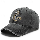 preiswerte Baseballkappe für Herren-Herren Cap Basecap Sonnenhut Kappe Schwarz Marineblau Polyester Bestickt Modisch Brautkleider schlicht Strasse Täglich Anker Einstellbar Sonnenschutz Atmungsaktiv