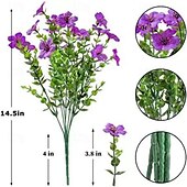 economico Piante e Fiori Artificiali-10 rami di fiori artificiali da esterno eucalipto a sette steli, viole viola, bouquet floreale realistico per centrotavola decorativi e composizioni floreali