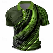 رخيصةأون بولو هندسي للرجال-رجالي هندسي قميص الجولف كم قصير قمصان البولو قميص بياقة عمل يومي ملابس العطلة الملابس الرسمية ملابس المهرجانات Buttons طباعة ثلاثية الأبعاد الصيف الربيع أصفر أزرق أخضر