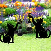economico Luci paesaggistiche-1/2 pz lampada da giardino solare a led per esterni gatto nero per la decorazione del giardino da giardino halloween natale capodanno festa di nozze lampada da percorso solare lampada da gatto in ferro nero impermeabile