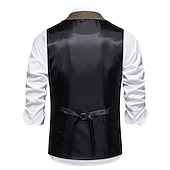 abordables Gilets-Homme Gilet Usage quotidien Vacances Sortie Rétro Vintage Mode Printemps &amp; Automne Bouton Polyester Confortable Plein Boutonnage Simple Revers Standard Marine foncé Gris foncé Café Gilet