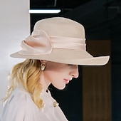 economico Cappelli per feste-berretto Fibra Cappello a bombetta / cloche Cappelli da pescatore Cappello di paglia Matrimonio Tè Elegante Matrimonio Con Fiocco Colore Puro Copricapo Copricapo