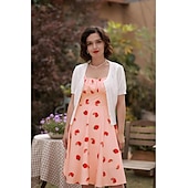 levne Šaty-Retro 50. léta Rockabilly Ke kolenům Šaty Houpací šaty Flare šaty Lodičkový Květinový Ovoce Jahody Maškarní kostým Dámské Čajový dýchánek Běžné / Denní loučení se svobodou nevěsty Dospělí Šaty Šaty