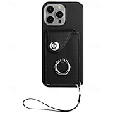 cheap iPhone Cases-Phone Case For iPhone 16 iPhone 15 Pro Max Plus iPhone 14 13 12 11 Pro Max Plus Mini SE Back Cover with Stand Holder with Wrist Strap Card Slot Retro TPU PU Leather