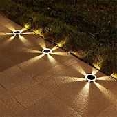 cheap Ground Lights-1PC/4PCS Solar LED Power Disk Light Outdoor 6 leds Waterproof Garden Path Deck Lights Spotlight Buried Solar Led Lamp Garden Yard PathWay Decor