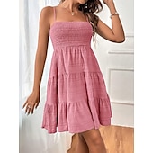 baratos vestidos de verão-Mulheres Vestido midi Vestido de chiffon Vestidos Boho Chic Vestido elegante Elegante Boêmia Vintage Férias Diário Encontro Normal Tecido Sem Manga Com Alças Finas Preto Rosa Azul Verde Verão
