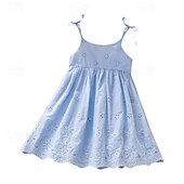abordables Vestidos casuales-Niños Chica Vestido Color sólido Sin Mangas Fiesta Exterior Casual Moda Diario Poliéster Verano Primavera 2-13 años Rosa Azul cielo