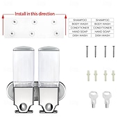cheap Bathroom Gadgets-No-Drill  Wall Mounted soap Dispenser for Bathroom and Kitchen, Shampoo and Conditioner Dispenser Drill Free with Adhesive