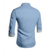 economico Modello etnico-Per uomo Tribale Etnico Stampa bandana Camicia Camicia di lino Camicia con Bottoni Manica Lunga Tribale Vacanza Abbigliamento quotidiano Uscire Primavera &amp; Autunno Collo alla coreana Bottoni Stampato