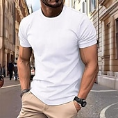 preiswerte Lässige T-Shirts für Herren-Herren T Shirt T-Shirt Kurzarm Rundhalsausschnitt Frühling &amp; Sommer Einfach Mode Designer Basic Urlaub Straße Ausgehen Schwarz Weiß Marineblau Top T-Shirt für Herren