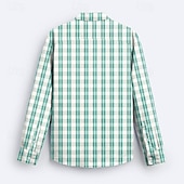 preiswerte Geometrische Muster-Herren Plaid Geometrische Muster Hemd Knopfhemd Kurzarm Vintage Hawaiianisch Resort Outdoor Täglich Hemdkragen Minzgrün