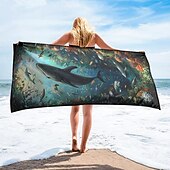 お買い得  ビーチタオルセット-ビーチタオル 夏用ビーチブランケット アンダーウォーターワールドシリーズ 3Dプリント 100%マイクロファイバー 通気性の良い快適なブランケット