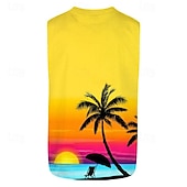 ieftine Tropske majice za odmor-Bărbați Grafic Palmier de nuca de cocos Vest Top Tricou fără mâneci pentru bărbați Fără manșon Tricou Tipărire 3D Stil Nautic Cămașă Vacanță Tropical Designer Petrecere Zilnic Sală de Fitness Galben