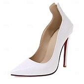 abordables Officiel-Femme Chaussures à Talons Bottes métalliques Saint Valentin Talon Aiguille Bout pointu Mode Cuir microbien Fermeture Argent Noir Blanche