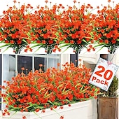 abordables Plantes et Fleurs Artificielles-Paquet de 20 décorations extérieures de fleurs artificielles - buissons en plastique résistant aux UV et fausses fleurs pour la décoration extérieure