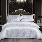 billige Dynetrekk sett-3 stk kjølende dynetrekk elegant damast stoff jacquard dynetrekk sett 3-delt dynetrekk sateng sengetøy sett fullt dynetrekk putevar(1 dynetrekk 2 putevar)