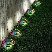 abordables Éclairages pour allées-Lampe enterrée solaire RVB aucun câblage requis éclairage automatique économie d&#039;énergie installation facile lumière LED solaire lampe de pelouse extérieure décoration d&#039;allée fournitures de jardin