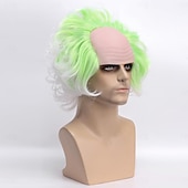 levne Paruky filmových postav-Pánská Beetlejuice 2 cosplay krátká nadýchaná vlnitá klaunská plešatá paruka na karnevalovou párty kostýmové paruky pro dospělé paruky na Halloween