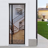 abordables Pantalla para ventana y puerta-Puerta mosquitera magnética para insectos, mosquitera de fibra de vidrio reforzada antidesgarro con imanes autosellantes, mosquiteras para puertas con cortina antimosquitos