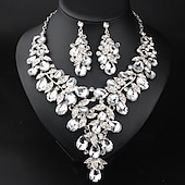 voordelige Sieradensets-Sieradenset 3 stuks Strass Legering Oorbellen Kettingen Dames Elegant Vintage Stijlvol meetkundig Geometrische vorm Sieraden set Voor Bruiloft Feest Bruiloft gast