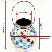 olcso Tájvilágítás-1 db üveg napelemes kültéri asztali lámpa, színes mozaik üveglámpa, kültéri vízálló kültéri napelemes lámpa kertbe, teraszra, ösvényre, erkélyre