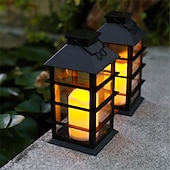 billiga Pathway Lights &amp; Lanterns-vintage sollykta - flimrande led hängande ljus, soldriven utomhuslykta i metall för trädgård, uteplats, gårdsinredning